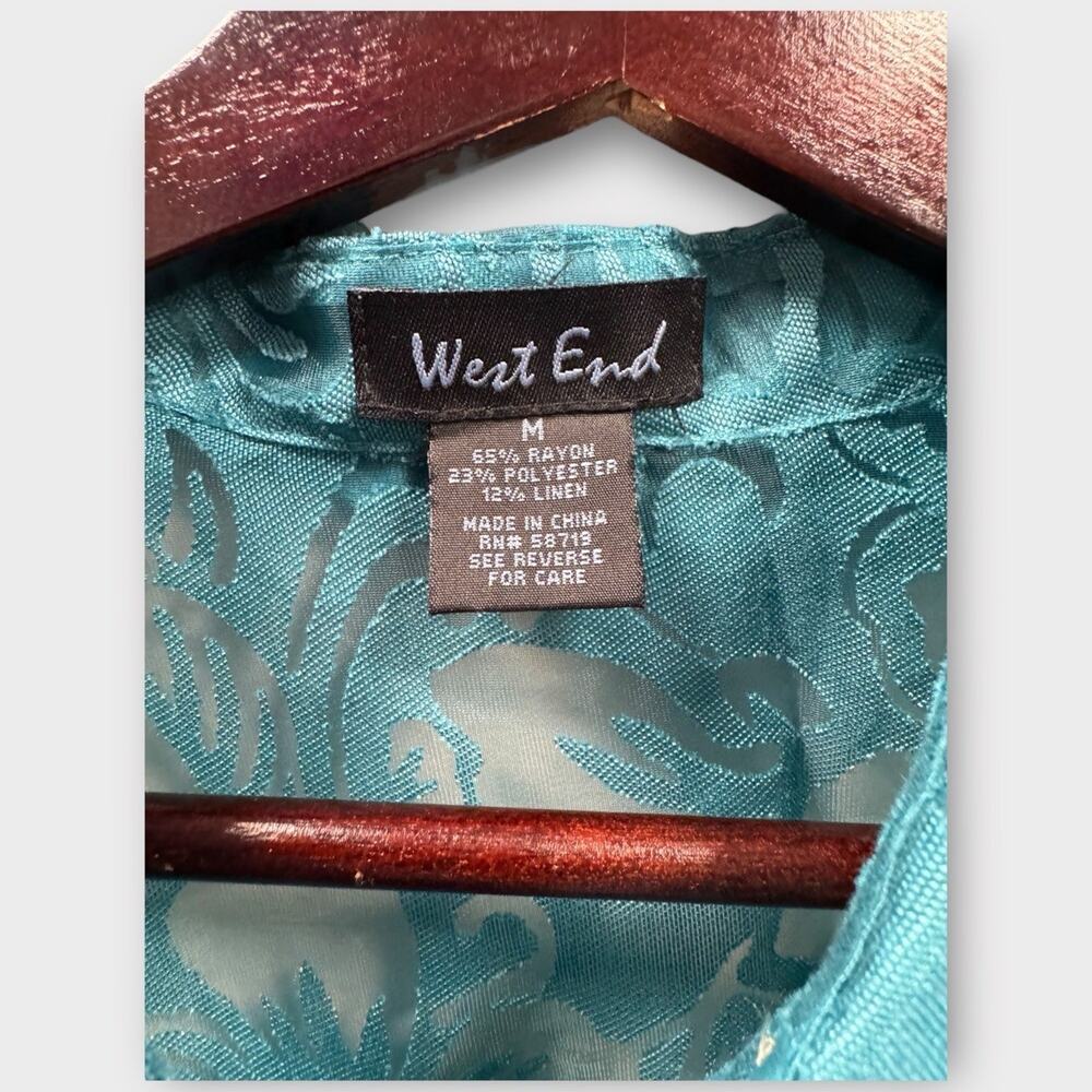 NWT West End Sheer Burnout Blouse Size Medium Caribbean Teal - W80 - Picture 6 of 7